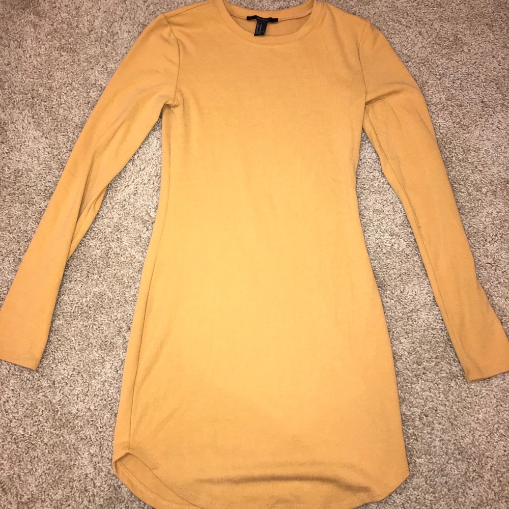 Midi Yellow Long Sleeve Dress